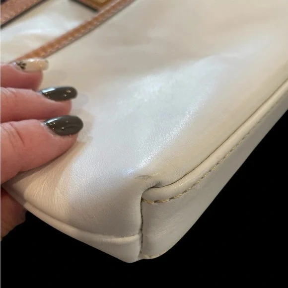 Dooney & Bourke white Italian leather crossbody with tan trim - like new - Picture 11 of 13